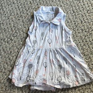 Angel Dear White Ruffled Polo Collar Sundress